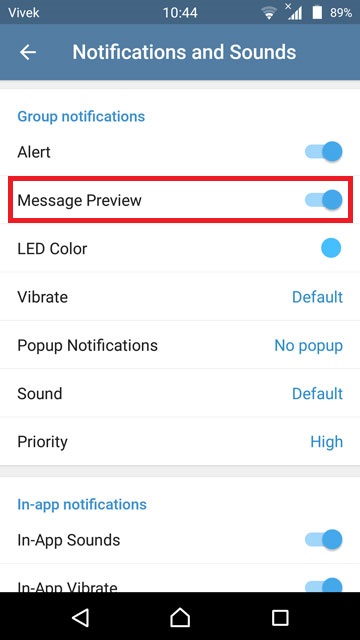 غیر فعال کردن گزینه Message Preview در تلگرام ۲