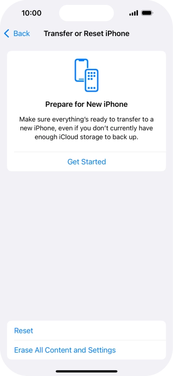انتخاب گزینه Reset برای ریست نتورک گوشی آیفون
